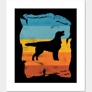 Flat Coated Retriever Distressed Vintage Retro Silhouette Posters and Art